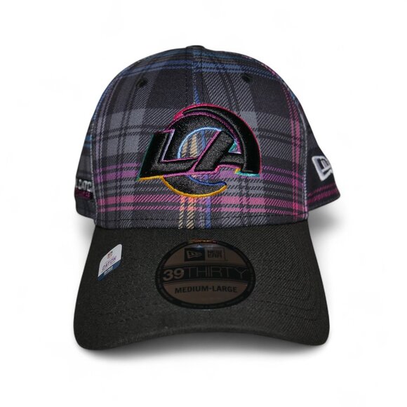 New Era Los Angeles Rams Crucial Catch 39THIRTY Flex Fit Hat Size M/L Plaid NWT - Picture 1 of 10